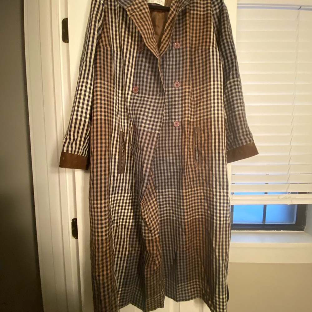 Vintage Plaid Trench Coat Fink Modell Size 42